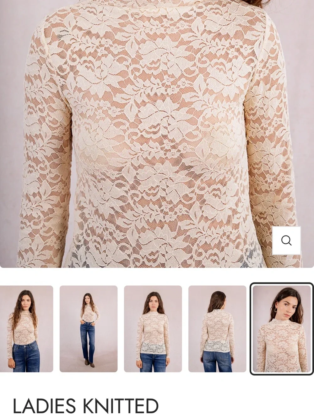 Molly Bracken Cream Lace Knitted Lila Underwear - XS